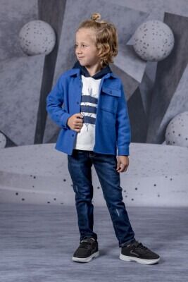 Wholesale Boys 3-Piece Jacket Sweatshirt and Denim Pants Set 1-4Y Lemon 1015-9754 Saxe