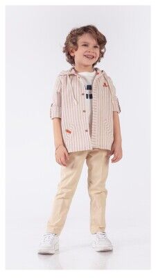 Wholesale Boys 3-Piece Shirt T-Shirt and Pants Set 1-4Y Lemon 1015-9864 - Lemon (1)