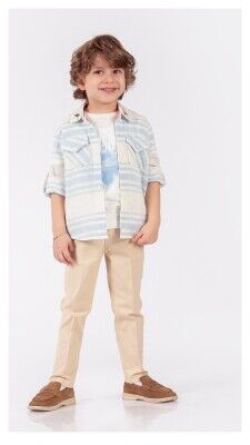 Wholesale Boys 3-Piece Shirt T-shirt and Pants Set 1-4Y Lemon 1015-9878 - Lemon