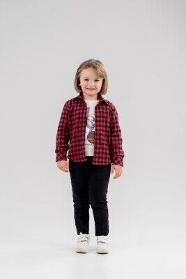 Wholesale Boys 3-Piece Shirt T-Shirt and Pants Set 3-7Y Lemon 1015-9976-01 Red
