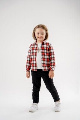 Wholesale Boys 3-Piece Shirt T-Shirt and Pants Set 3-7Y Lemon 1015-9976-02 - Lemon (1)
