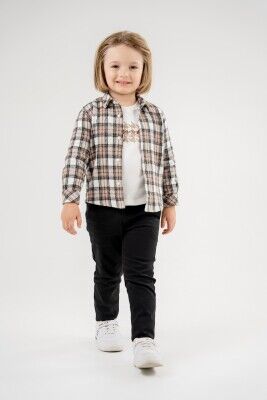Wholesale Boys 3-Piece Shirt T-Shirt and Pants Set 3-7Y Lemon 1015-9976-02 Cream