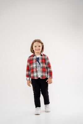 Wholesale Boys 3-Piece Shirt T-Shirt and Pants Set 3-7Y Lemon 1015-9976-03 Red