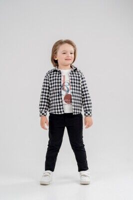 Wholesale Boys 3-Piece Shirt T-Shirt and Pants Set 8-12Y Lemon 1015-9977-01 - Lemon