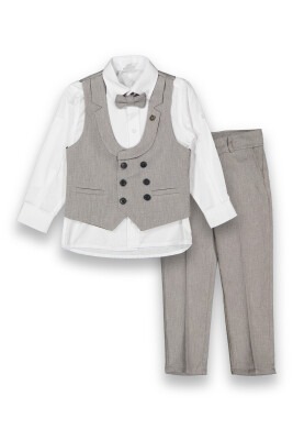 Wholesale Boys 4-Piece Suit Set with Vest 9-12Y Messy 1037-5721 Gray
