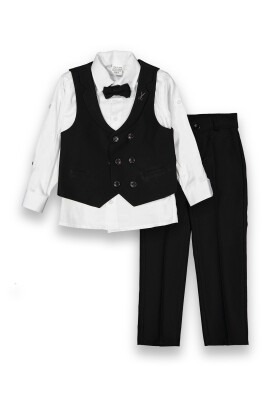 Wholesale Boys 4-Piece Suit Set with Vest 9-12Y Messy 1037-5721 Black