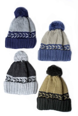 Wholesale Boys 6-Piece Knitted Hat 9-15Y kitti 1085-K23140-10 - kitti