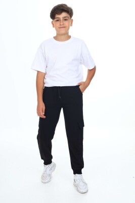 Wholesale Boys' Basic Sweatpants 11-14Y Nickel 2060-20077-3 Black