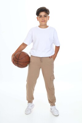 Wholesale Boys' Basic Sweatpants 11-14Y Nickel 2060-20077-3 Stone