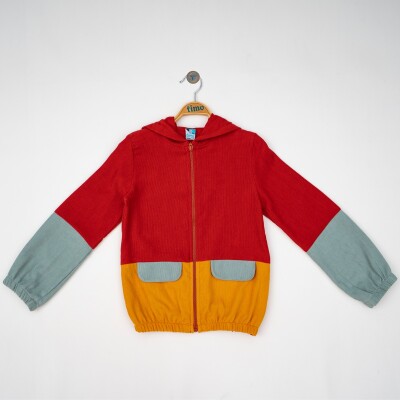 Wholesale Boys Cardigan 6-9Y Timo 1018-T4EDÜ012223583 Tile Red 