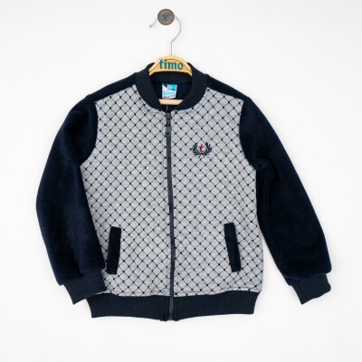 Wholesale Boys Cardigan with Zipper 6-9Y Timo 1018-T4EDÜ012221973 Navy 