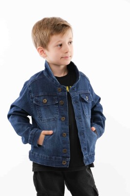 Wholesale Boys Denim Jacket 10-13Y Varol Kids 1073-8011 Dark Blue