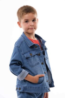 Wholesale Boys Denim Jacket 2-5Y Varol Kids 1073-8009 Light Blue