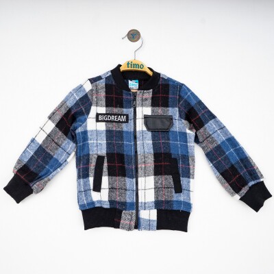 Wholesale Boys Flannel Cardigan 6-9Y Timo 1018-T4EDÜ012222363 Indigo