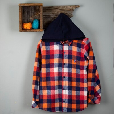 Wholesale Boys Hooded Shirt 6-9Y Timo 1018-T3EDÜ014239153 Oranj 