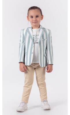 Wholesale Boys Jacket Set with Pants and T-shirt 1-4Y Lemon 1015-9810 Green Almond