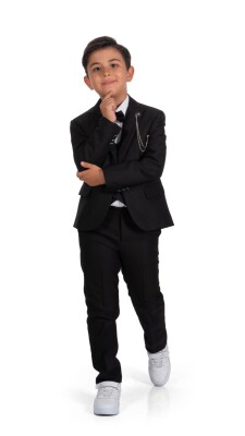 Wholesale Boys Jacket, Shirt and Pants Set 11-14Y Messy 1037-5802 Black