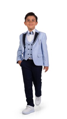 Wholesale Boys Jacket, Shirt and Pants Set 11-14Y Messy 1037-5802 Light Blue