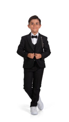 Wholesale Boys Jacket, Shirt and Pants Set 7-10Y Messy 1037-5801 Black