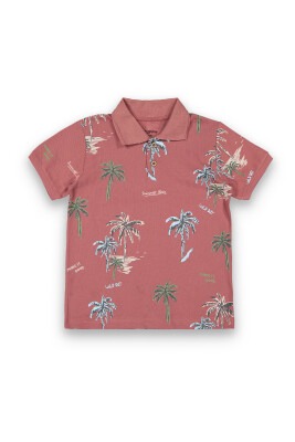 Wholesale Boys Patterned T-Shirt 10-13Y Tuffy 1099-8157 Tile Red 