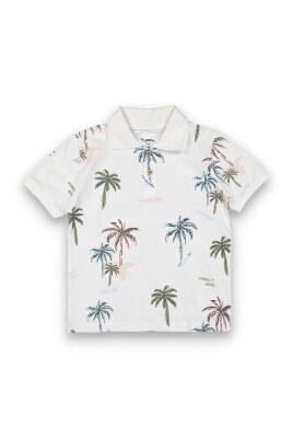 Wholesale Boys Patterned T-Shirt 10-13Y Tuffy 1099-8157 White