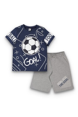 Wholesale Boys Patterned T-Shirt and Shorts Set 8-14Y Elnino 1025-22163 - Elnino