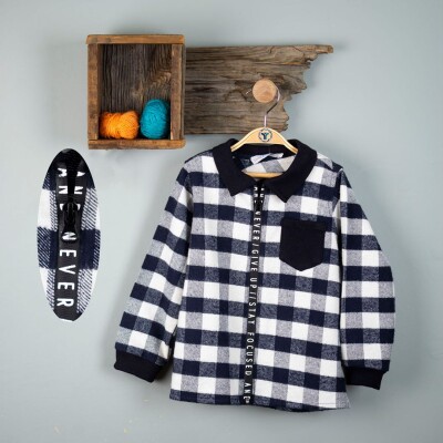 Wholesale Boys Plaid Shirt 2-5Y Timo 1018-T3EDÜ014238252 Ecru