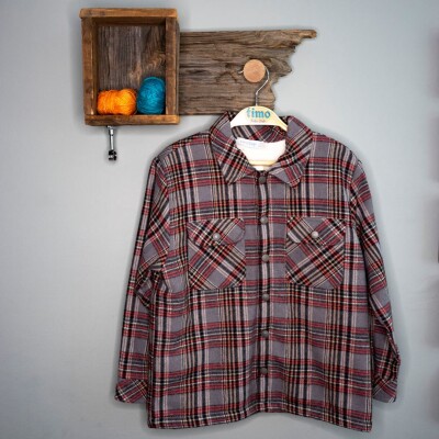 Wholesale Boys Plaid Shirt 2-5Y Timo 1018-T3EDÜ014239142 Gray