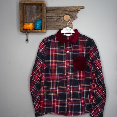 Wholesale Boys Plaid Shirt 2-5Y Timo 1018-T3EDÜ014239292 - Timo