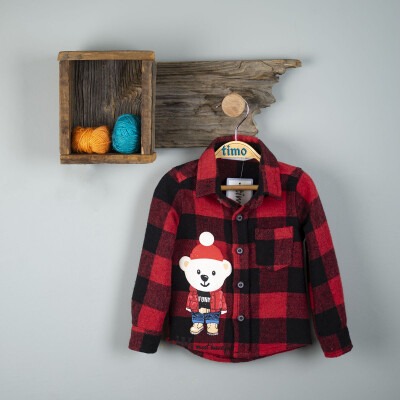 Wholesale Boys Plaid Shirt 6-9Y Timo 1018-T3EDÜ012224943 Red