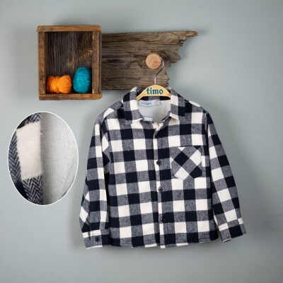Wholesale Boys Plaid Shirt 6-9Y Timo 1018-T3EDÜ014239113 Ecru