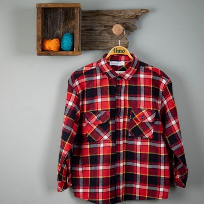 Wholesale Boys Plaid Shirt 6-9Y Timo 1018-T3EDÜ014239123 Red
