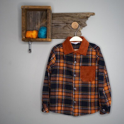Wholesale Boys Plaid Shirt 6-9Y Timo 1018-T3EDÜ014239293 Oranj 