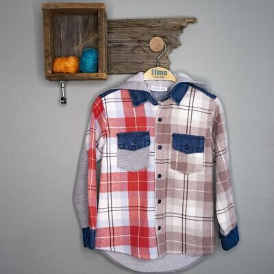 Wholesale Boys Shirt 10-13Y Timo 1018-T3EDÜ014239134 Red-Beige