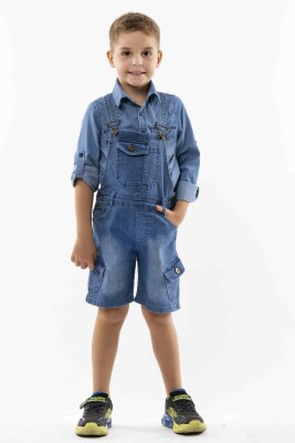 Wholesale Boys Shorts Denim Overalls (T-shirt Not Included) 2-5Y Varol Kids 1073-8015 Light Blue
