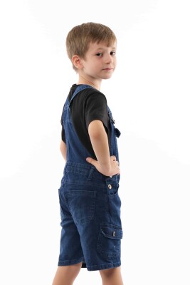 Wholesale Boys Shorts Denim Overalls (T-shirt Not Included) 6-9Y Varol Kids 1073-8016 Dark Blue