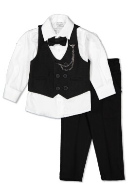 Wholesale Boys Sport Suit Set with Vest and Chain Accessory 1-4Y Terry 1036-5576 - Terry (1)