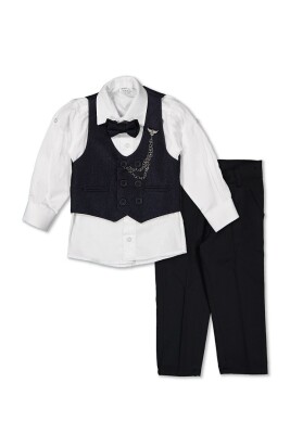 Wholesale Boys Sport Suit Set with Vest and Chain Accessory 9-12Y Terry 1036-5578 Navy 