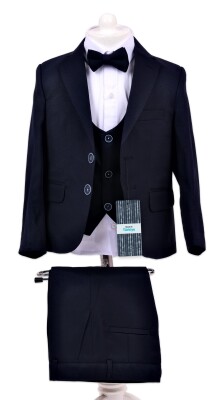 Wholesale Boys Suit Set with Jacket Vest Pants Shirt 1-4Y Terry 1036-5400 Navy 