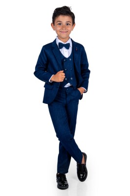 Wholesale Boys Suit Set with Jacket Vest Pants Shirt 2-5Y Terry 1036-2839 Navy 