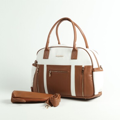 Wholesale Diaper Bag Baby Care My Collection 1082-7120 Tan-White