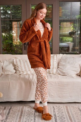 Wholesale Fleece Hooded Dressing Gown S-M-L-XL Zeyland 1070-ZK24-122154 - Zeyland