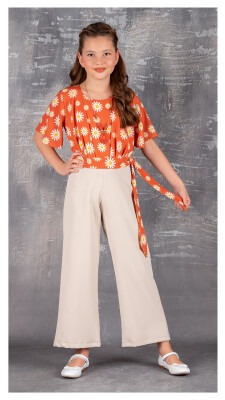 Wholesale Girl Jumpsuit with Necklace 9-12Y Tivido 1042-2086 - Tivido