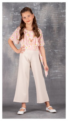 Wholesale Girl Jumpsuit with Necklace 9-12Y Tivido 1042-2086 Blanced Almond