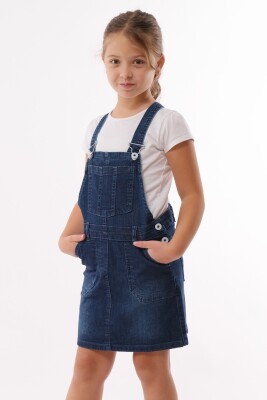 Wholesale Girl Skirted Overalls 2-5Y Varol Kids 1073-7279 Dark Blue
