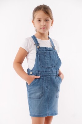 Wholesale Girl Skirted Overalls 6-9Y Varol Kids 1073-7280 Light Blue