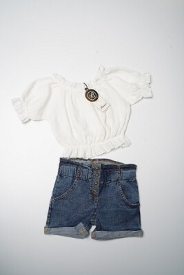 Wholesale Girls 2-Piece Blouse and Denim Shorts Set 2-5Y Büşra Bebe 1016-23166 - Büşra Bebe