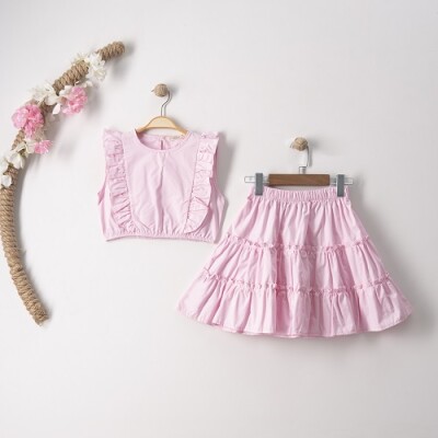 Wholesale Girls 2-Piece Blouse and Skirt 7-10Y Büşra Bebe 1016-23129 - Büşra Bebe