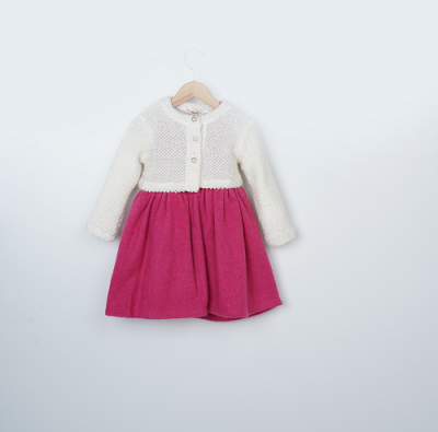 Wholesale Girls 2-Piece Bolero and Dress Set 3-6Y Büşra Bebe 1016-23250 Fuschia