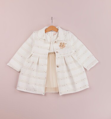 Wholesale Girls 2-Piece Coat and Dress Set 2-5Y BabyRose 1002-4228 Ecru